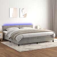 Boxspring met matras en LED fluweel lichtgrijs 200x200 cm - thumbnail