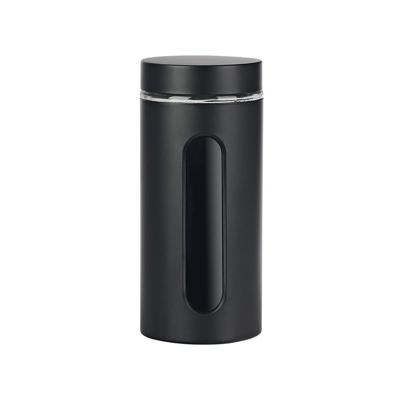 Voorraadpot venster zwart mat 1,2L glas