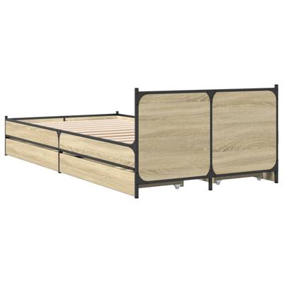 Bedframe met lades bewerkt hout sonoma eikenkleurig 75x190 cm