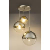 Hanglamp glazen bollen goud &apos;Varus&apos; 3x E27 metaal goud doorzichtig glas 20cm - 25cm - 30cm - thumbnail