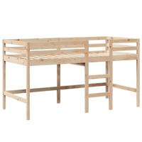 Halfhoogslaper met ladder en bedhuis grenenhout 90x200 cm - thumbnail