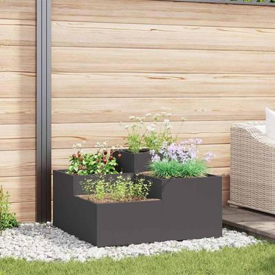 VidaXL Tuin bloempot zwart 100 x 100 x 48 cm staal VidaXL Tuin bloempot zwart 100 x 100 x 48 cm staal