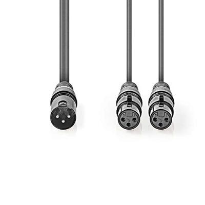 Nedis Gebalanceerde Audiokabel | XLR 3-Pins Male | 2x XLR 3-Pins Female | 1.5 m | 1 stuks - COTH15025GY15 COTH15025GY15 Nedis Gebalanceerde Audiokabel | XLR 3-Pins Male | 2x XLR 3-Pins Female | 1.5 m | 1 stuks - COTH15025GY15 COTH15025GY15