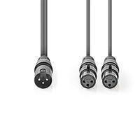 Nedis Gebalanceerde Audiokabel | XLR 3-Pins Male | 2x XLR 3-Pins Female | 1.5 m | 1 stuks - COTH15025GY15 COTH15025GY15 - thumbnail