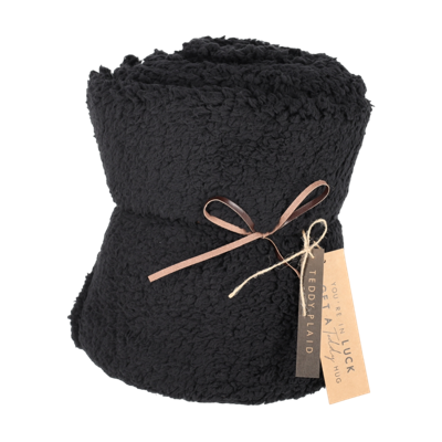 JENS Living Teddy plaid - Deken - Polyester - 160 x 120 cm - Zwart