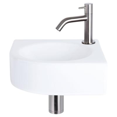 Fonteinset Differnz Cleo 30x30x10 cm Keramiek Wit Met Kraan Gebogen Mat Chroom Differnz