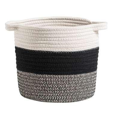Mand Leuven - zwart/wit/grijs - 22xØ22 cm