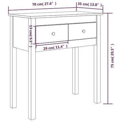 Wandtafel 70x35x75 cm massief grenenhout wit
