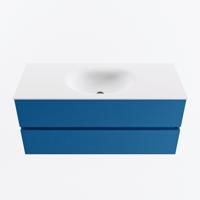 MONDIAZ VICA 110cm badmeubel onderkast Jeans 2 lades. Wastafel MOON midden 1 kraangat, kleur Talc. - thumbnail