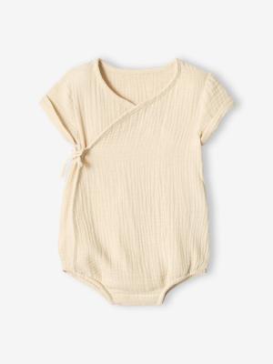 Romper baby van katoengaas, personaliseerbaar, sluiting pasgeborenen parelgrijs Romper baby van katoengaas, personaliseerbaar, sluiting pasgeborenen parelgrijs
