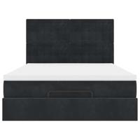 Ottoman bed met matrassen 140x200cm fluweel zwart - thumbnail