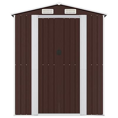 Tuinschuur 192x606x223 cm gegalvaniseerd staal donkerbruin