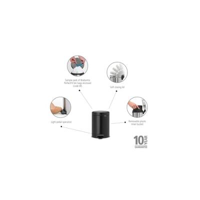 Brabantia pedaalemmer NewIcon 5 liter matt black - thumbnail