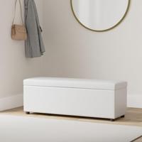 Opbergbank lang hout wit - thumbnail