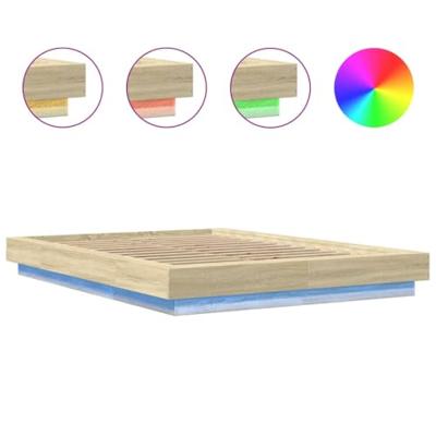 Bedframe met LED-verlichting sonoma eikenkleurig 140x200 cm
