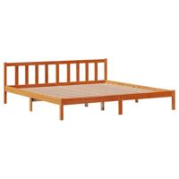 Bedframe met hoofdbord massief grenenhout wasbruin 200x200 cm - thumbnail
