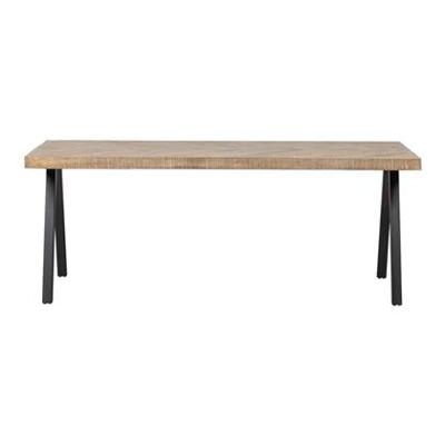 WOOOD Eettafel 'Tablo' Mangohout Visgraat, met 2-standen poot, 200 x 90cm