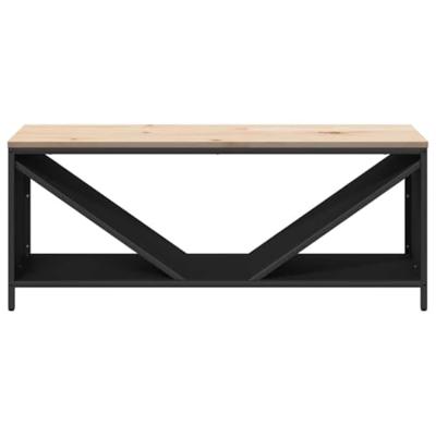 Brandhoutrek met houten blad 100,5x35,5x40 cm zwart