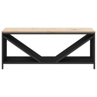 Brandhoutrek met houten blad 100,5x35,5x40 cm zwart - thumbnail