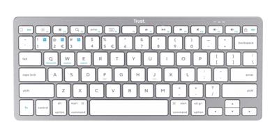 Trust Basics bluetooth Keyboard US Toetsenbord Zilver Trust Basics bluetooth Keyboard US Toetsenbord Zilver