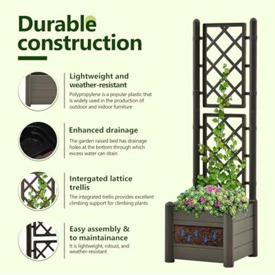 VidaXL Plantenbak met latwerk 43x43x142 cm pp antracietkleurig
