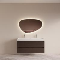 Badmeubelset BWS Riga met Lako Wastafel Wit 120 cm Bruin Eiken - thumbnail