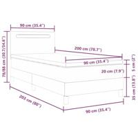 Boxspring bed met LED -striplichten Grijs en Wit 90 x 200 cm - thumbnail