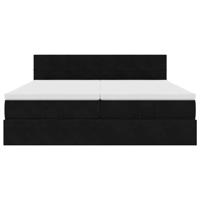 Ottoman bed met matrassen 160x200cm fluweel zwart - thumbnail