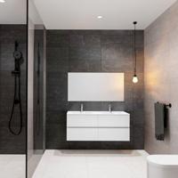 Badkamermeubel Solid Surface AQS Stockholm 120x46 cm Links Mat Wit 4 Laden Boss & Wessing - thumbnail