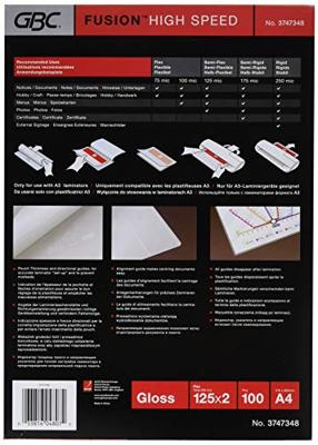 GBC HighSpeed Lamineerhoezen A4 2x125 micron Glanzend (100) GBC HighSpeed Lamineerhoezen A4 2x125 micron Glanzend (100)