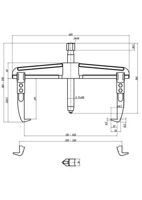 Gedore 8000900 Poelietrekker Spanbereik 520 mm Aantal haken 2