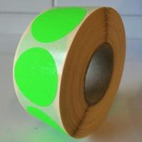 Etiket 35 mm rond fluor groen 1000 rol - thumbnail