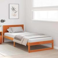 Bedframe met Hoofdeinde Wasbruin 75x190 cm Massief Vurenhout - thumbnail