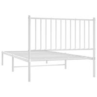 Bedframe met hoofdbord metaal wit 100x200 cm - thumbnail