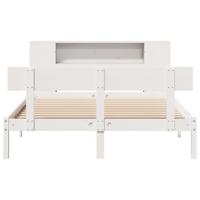 Bed met boekenkast zonder matras grenenhout wit 150x200 cm - thumbnail