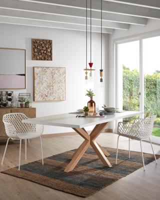 Kave Home Eettafel 'Argo' Eiken/Wit, 200 x 100cm