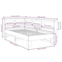 Bed met boekenkast zonder matras grenenhout wit 100x200 cm - thumbnail