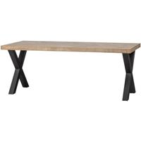 WOOOD Eettafel 'Tablo' Mangohout Visgraat, met X-poot, 180 x 90cm - thumbnail