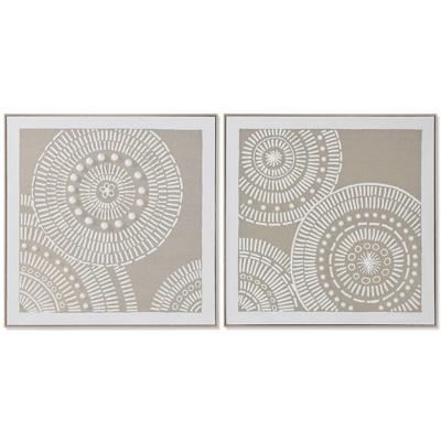 Schilderij Home ESPRIT Wit Beige Cirkels Stads 82 x 4,5 x 82 cm (2 Stuks)
