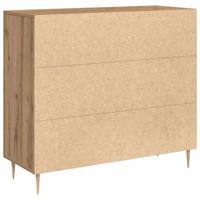 Dressoir artisanaal eikenkleurig 90 x 34 x 80 cm Bewerkt hout - thumbnail