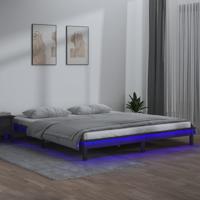 Bedframe LED massief hout grijs 140x190 cm - thumbnail
