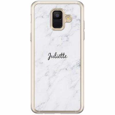 Samsung Galaxy A6 2018 hoesje naam - Marmer grijs Samsung Galaxy A6 2018 hoesje naam - Marmer grijs