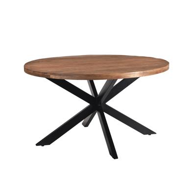 LivingFurn Ronde Eettafel 'Rocky' Mangohout en staal, 130cm