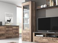 Vitrinekast LARZAC 1 deur walnoot satijn/touchwood - thumbnail