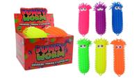 John Toy Fluffy worm met grote ogen 28cm - thumbnail