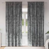 VidaXL Velvet gordijnen met gordijnen 2 pcs grijs 260 x 140 cm fluweel - thumbnail