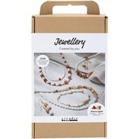Creativ Company Hobbyset sieraden, beige, burnt orange, wit parelmoer, 1 doos - thumbnail