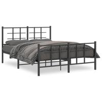 Bedframe met hoofd- en voeteneinde metaal zwart 135x190 cm - thumbnail