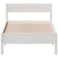 Bedframe met hoofdbord massief grenenhout wit 75x190 cm - thumbnail