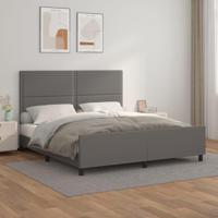 Bedframe met hoofdbord kunstleer grijs 180x200 cm - thumbnail